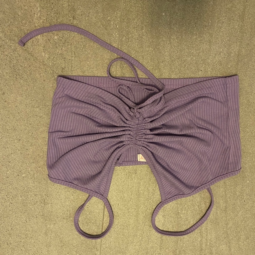 Purple cinched crop top